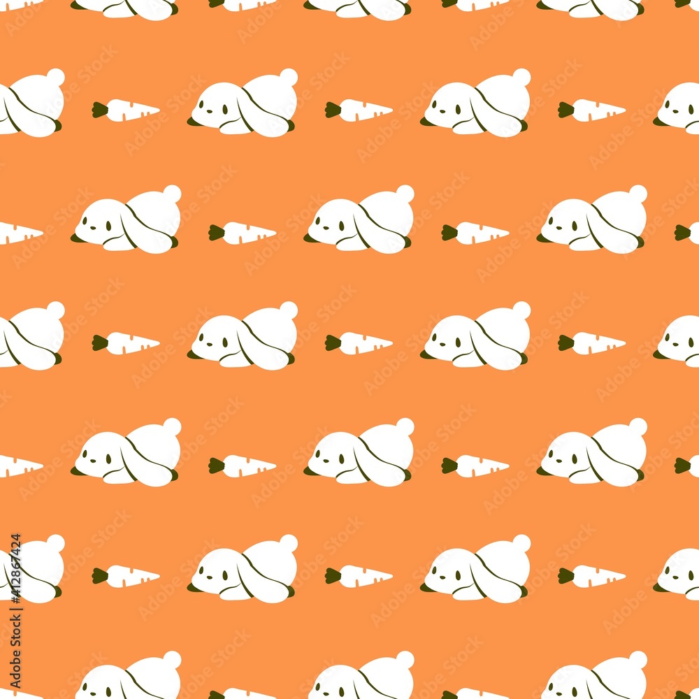 Cute Bunnies and their Carrots Vector Graphic Seamless Pattern Cute Bunnies and their Carrots Vector Graphic Seamless Pattern