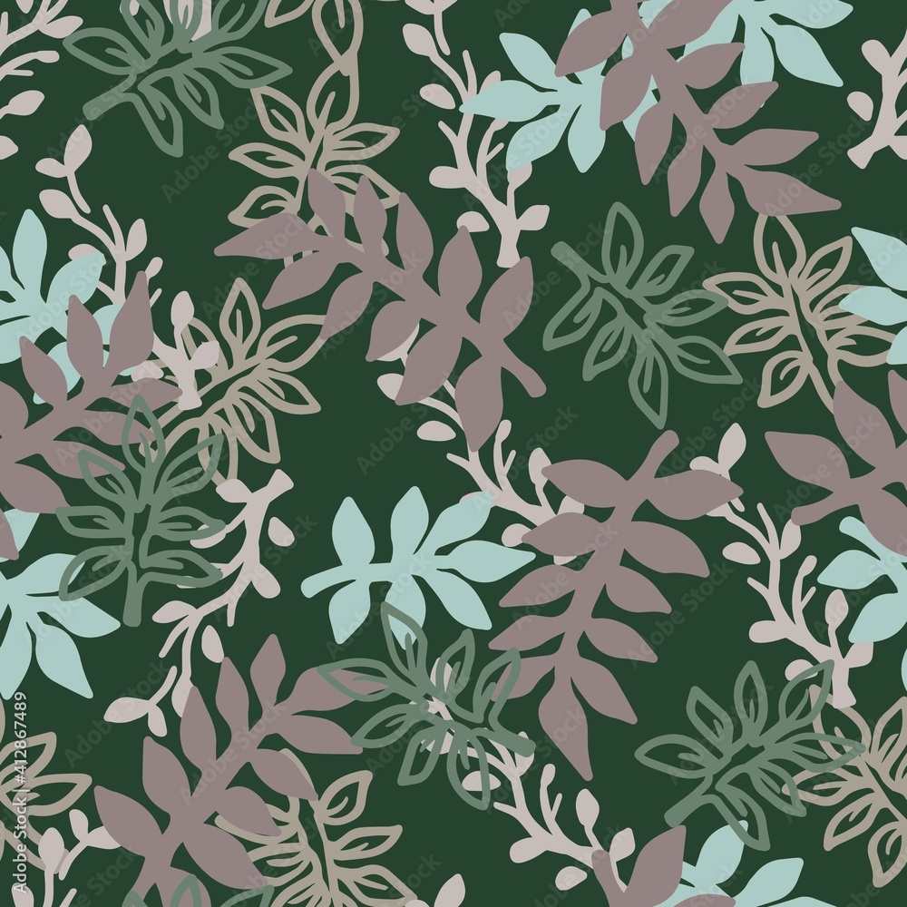 Abstract Fern Leaves Forest Garden Vector Graphic Art Seamless Pattern Abstract Fern Leaves Forest Garden Vector Graphic Art Seamless Pattern