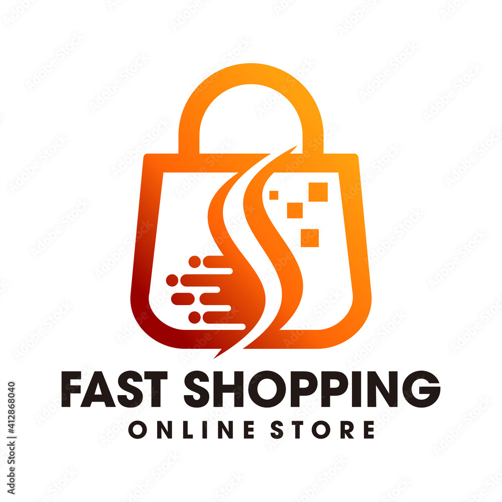 Fast Shopping bags logo design template, Smart shopping online logo vector icon illustration, Fast Shopping Bag, Creative logo templates made for online shopping. Fast Shopping bags logo design template, Smart shopping online logo vector icon illustration, Fast Shopping Bag, Creative logo templates made for online shopping.