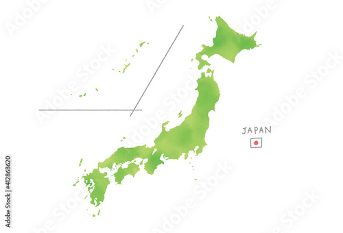 水彩タッチの日本列島のイラスト
