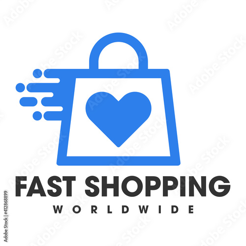 Creative Love fast service Shopping logo template