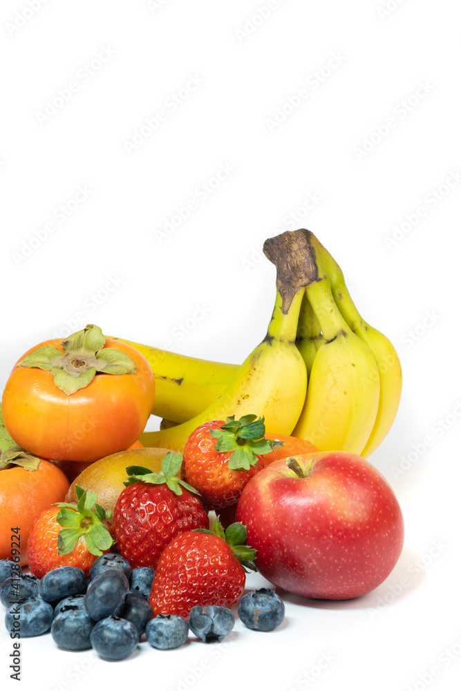 Lots of fresh fruit isolated on a white background, copy space Lots of fresh fruit isolated on a white background, copy space