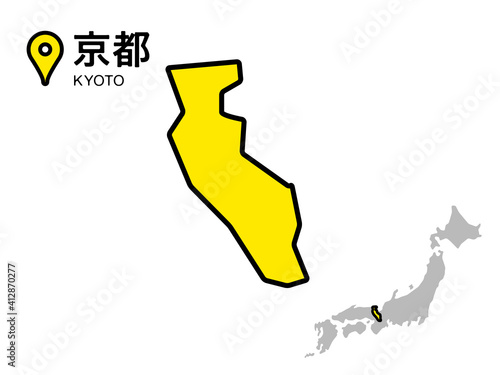 京都府のデフォルメ地図のベクターイラスト素材
