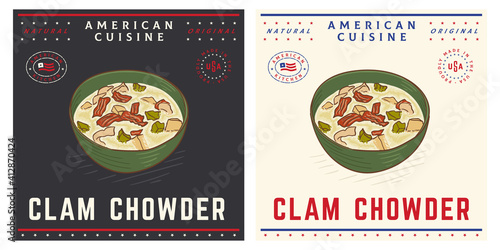 Clam chowder soup classic traditional American cuisine photo