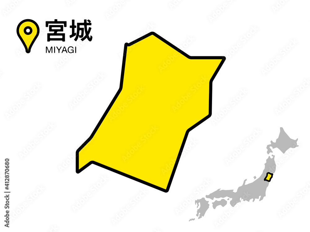 宮城県のデフォルメ地図のベクターイラスト素材 Stock Vector Adobe Stock