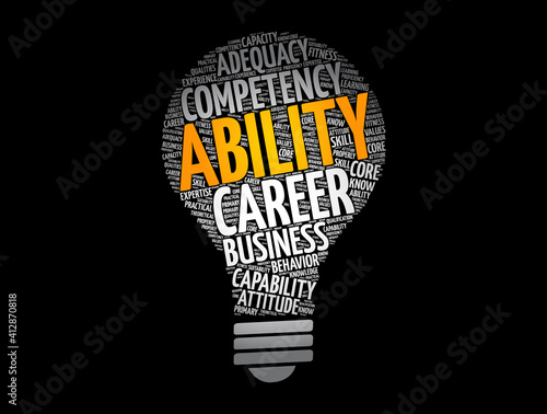 Ability light bulb word cloud collage, concept background