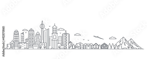panorama of a big city metropolis with modern buildings and skyscrapers