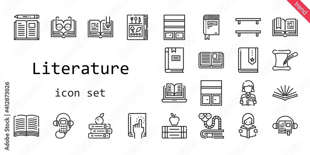 literature icon set. line icon style. literature related icons such as bookworm, literature, audiobook, audio guide, books, open book, bookshelf, book, reading, literature icon set. line icon style. literature related icons such as bookworm, literature, audiobook, audio guide, books, open book, bookshelf, book, reading,