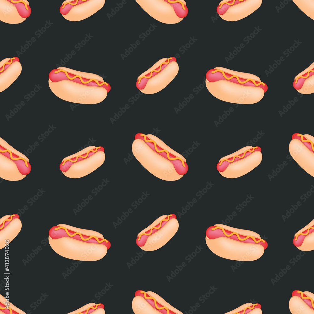 Hot Dog Food Emoji Pattern. Traditional Cooked Sausage Seamless Background Symbols. Silhouette Emoticon American Vector. Hot Dog Food Emoji Pattern. Traditional Cooked Sausage Seamless Background Symbols. Silhouette Emoticon American Vector.