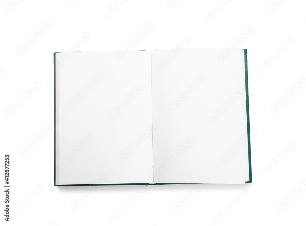 Blank book on white background - obrazy, fototapety, plakaty 