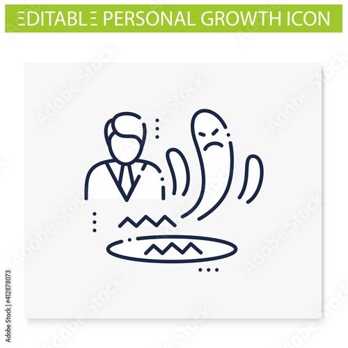 Fear zone line icon. Route to success. Self improvement and self realization. Business and career development. Fear fighting. Isolated vector illustration. Editable stroke