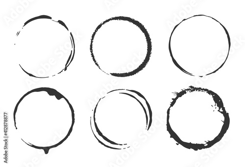 Grunge ink circle, black isolated on white background