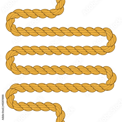 golden rope woven in frame. vector illustration