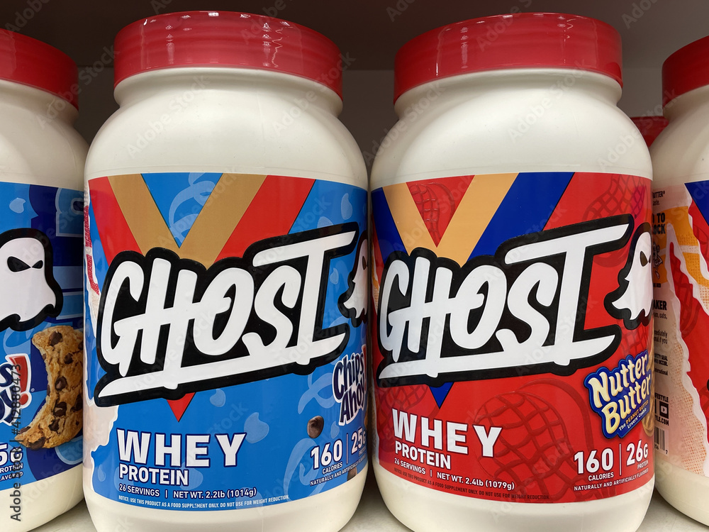 FRESNO, UNITED STATES - Feb 10, 2021: Photo of New Ghost Whey Protein Powder  in store Stock Photo | Adobe Stock