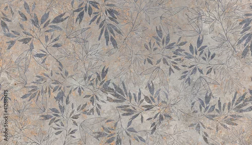 Obraz kwiaty na starej betonowej ścianie