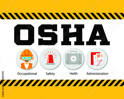 OSHA typographic header concept. Occupational safety and health administration.