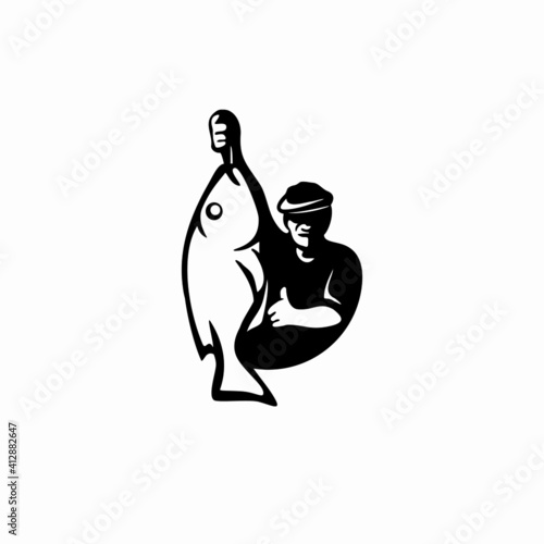 vector illustration of vintage fishing emblems, labels, 
badges, logos. Layered, isolated on white background