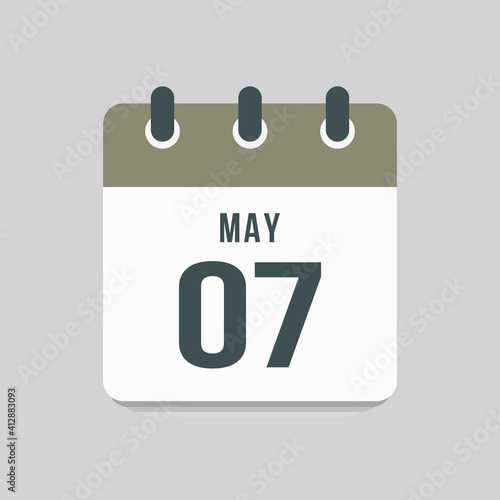 Icon day date 7 May, template calendar page