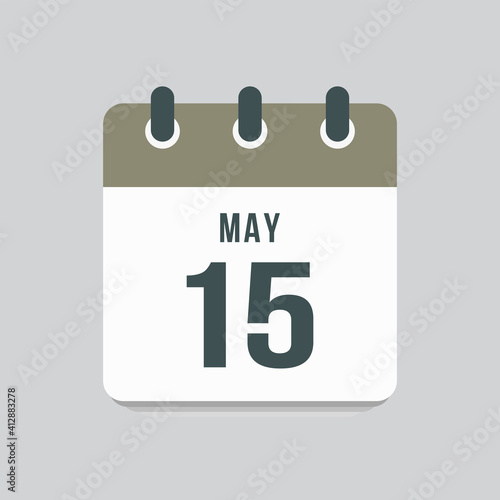 Icon day date 15 May, template calendar page