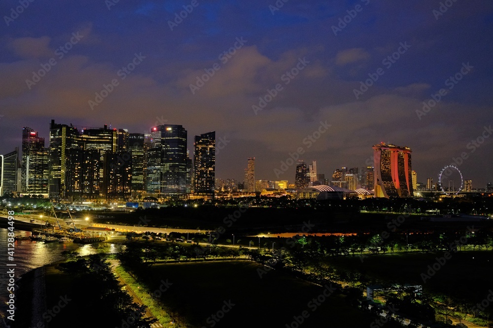 Fototapeta premium Downtown nightlights Singapore