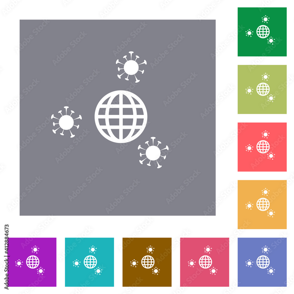 Pandemic square flat icons Pandemic square flat icons