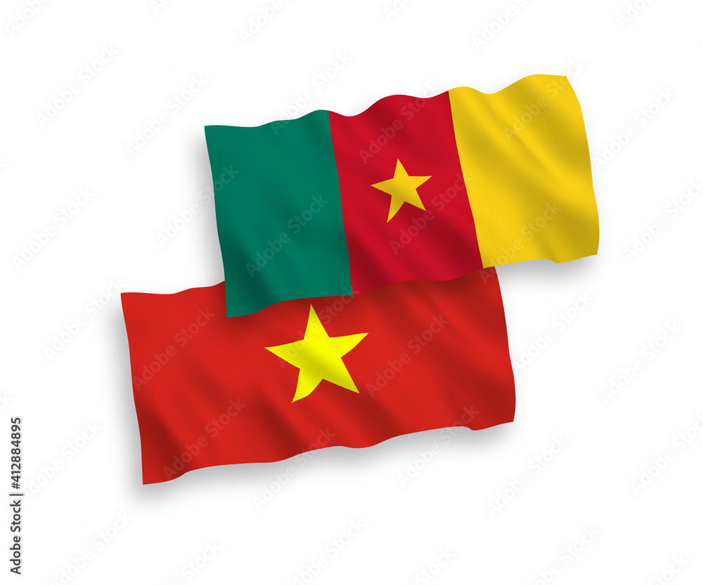 Flags of Cameroon and Vietnam on a white background Flags of Cameroon and Vietnam on a white background