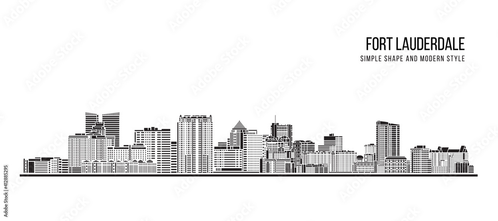 Cityscape Building Abstract Simple shape and modern style art Vector design - Fort Lauderdale city