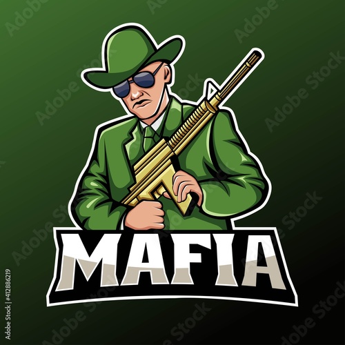 Mafia mascot and esport logo design. easy to edit and customize