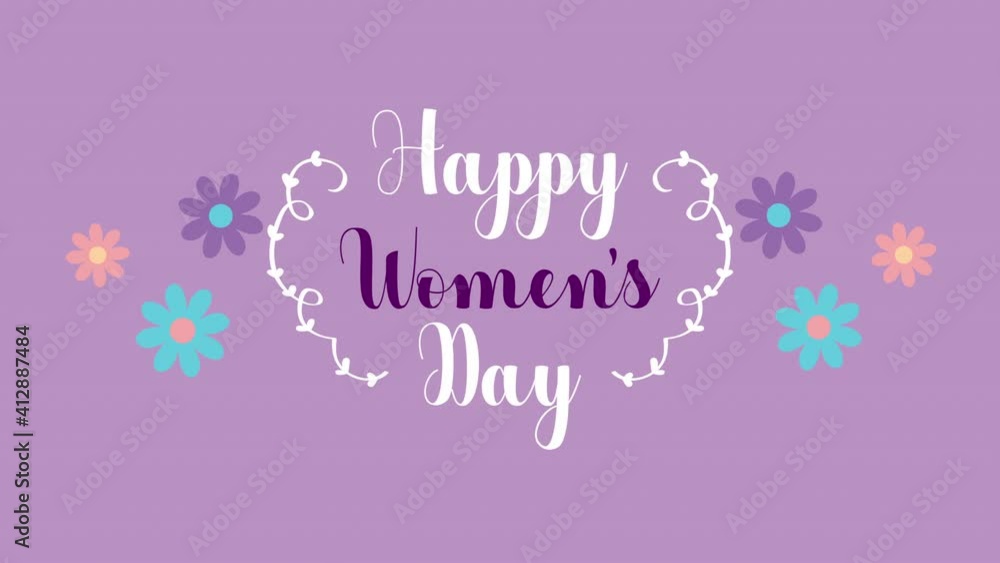 happy womens day lettering animation with flowers garden happy womens day lettering animation with flowers garden