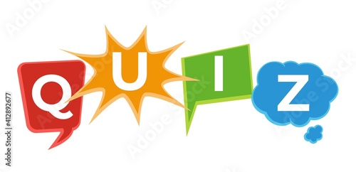 Quiz in comic pop art style. Quiz brainy game word. Vector illustration