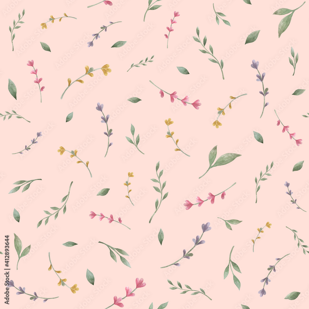 Easter seamless pattern with leaves and flowers. Easter seamless pattern with leaves and flowers.