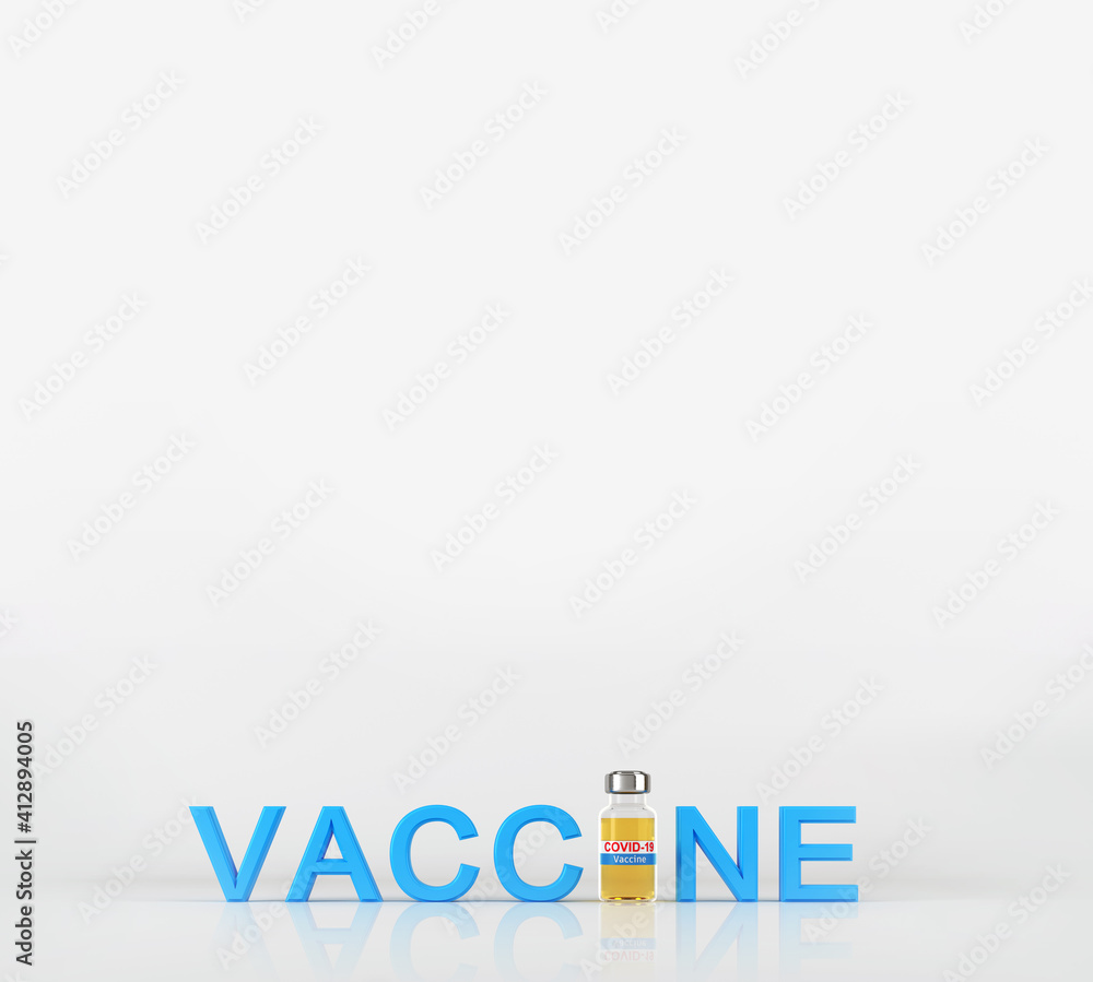 accine typography and copy space. The word vaccine with the letter 