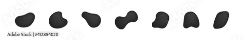 Blob random black shape collection, round vector liquid different dark splash shapes set illustration.