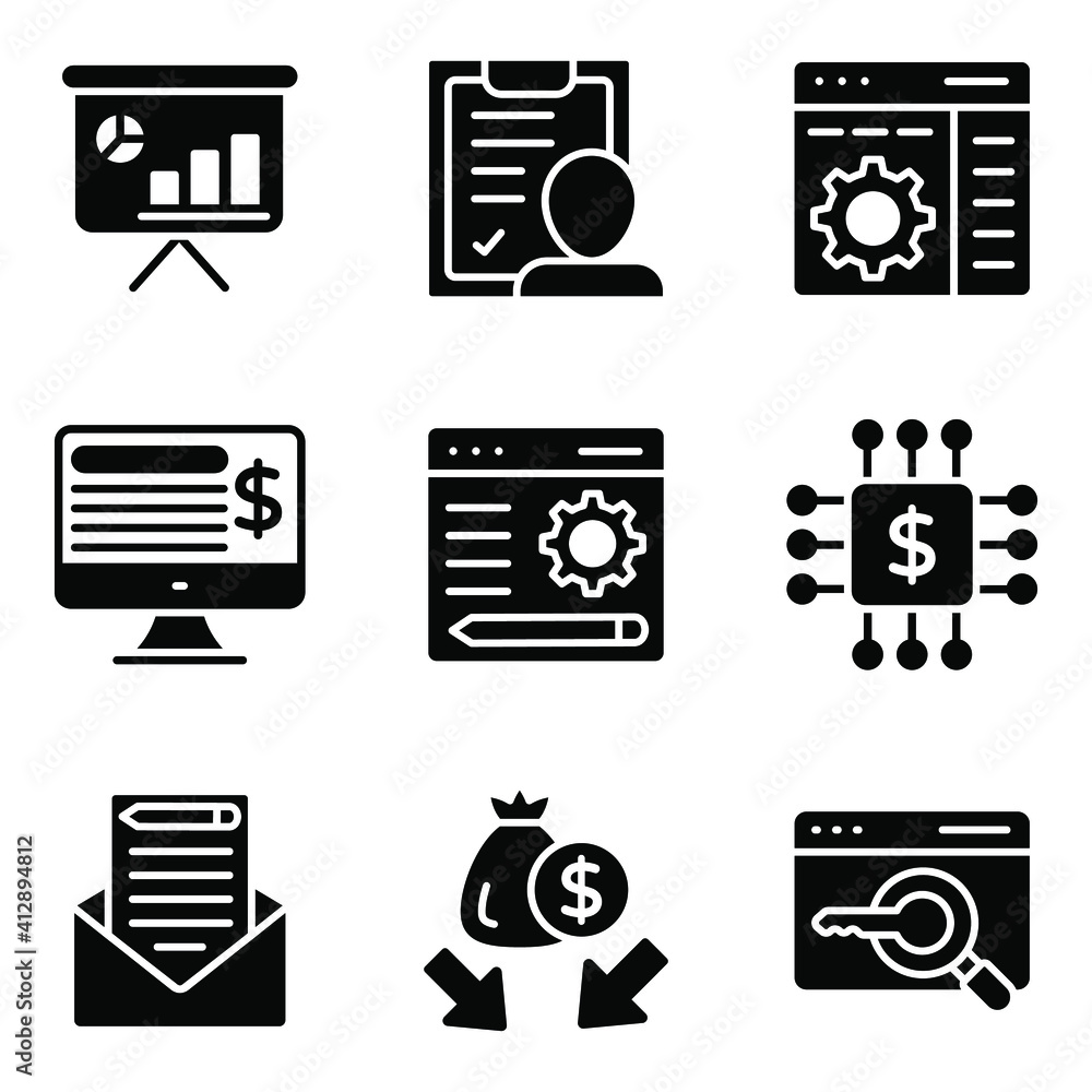 Pack of Data Management Solid Icons 