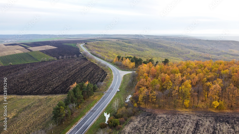 Aerial drone view of nature in Moldova