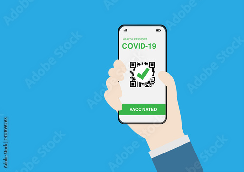 Smartphone displaying vaccine passport against covid-19