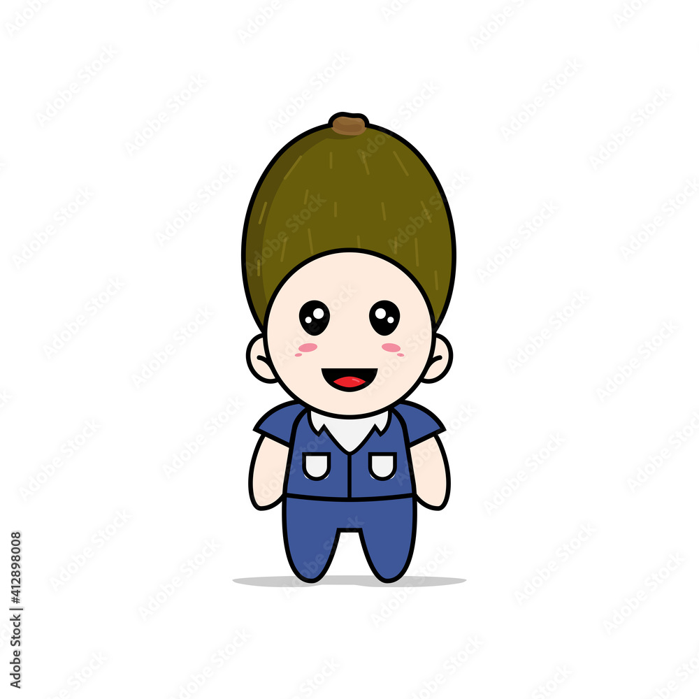 Cute men character wearing kiwi costume. Cute men character wearing kiwi costume.