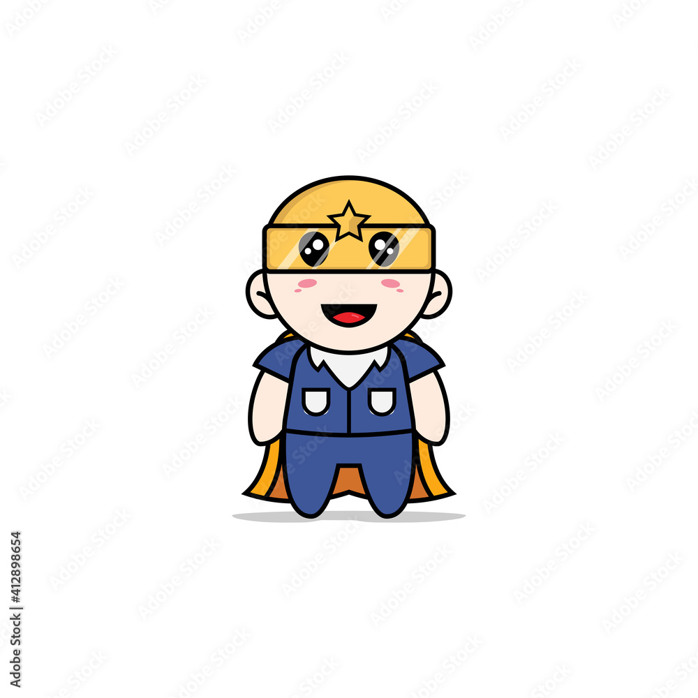 Cute men character wearing superhero costume. Cute men character wearing superhero costume.