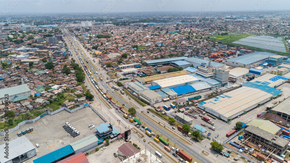 aerial view of Industrial area in Dar es salaam city