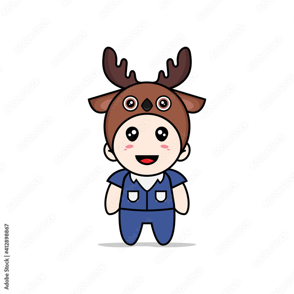 Cute men character wearing deer costume. Cute men character wearing deer costume.