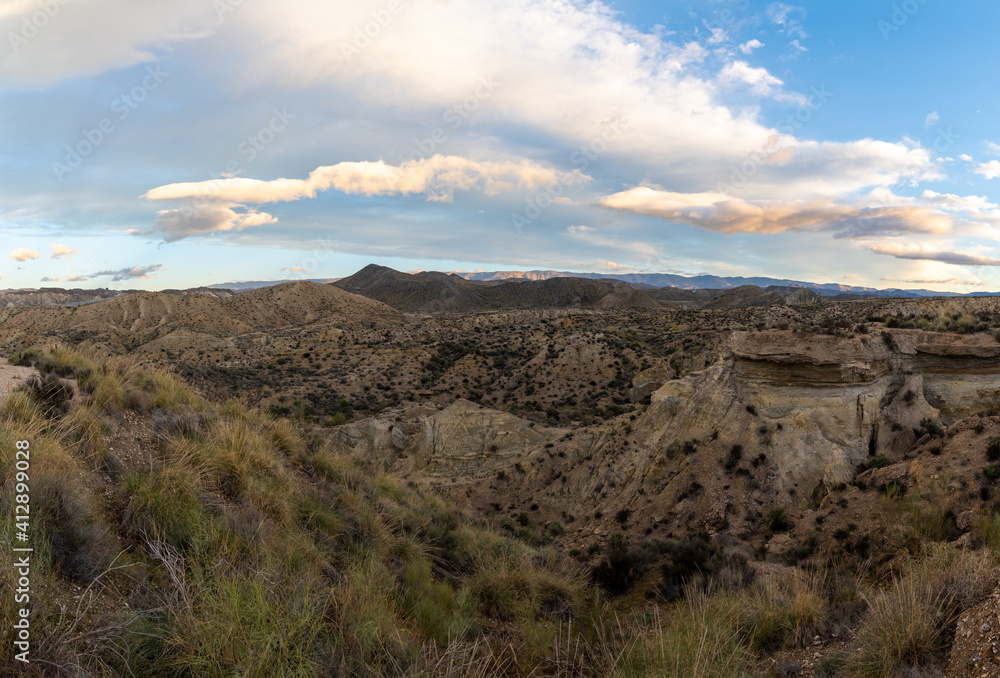 daybreak in the Tabernas desert and mountains in southern Spain