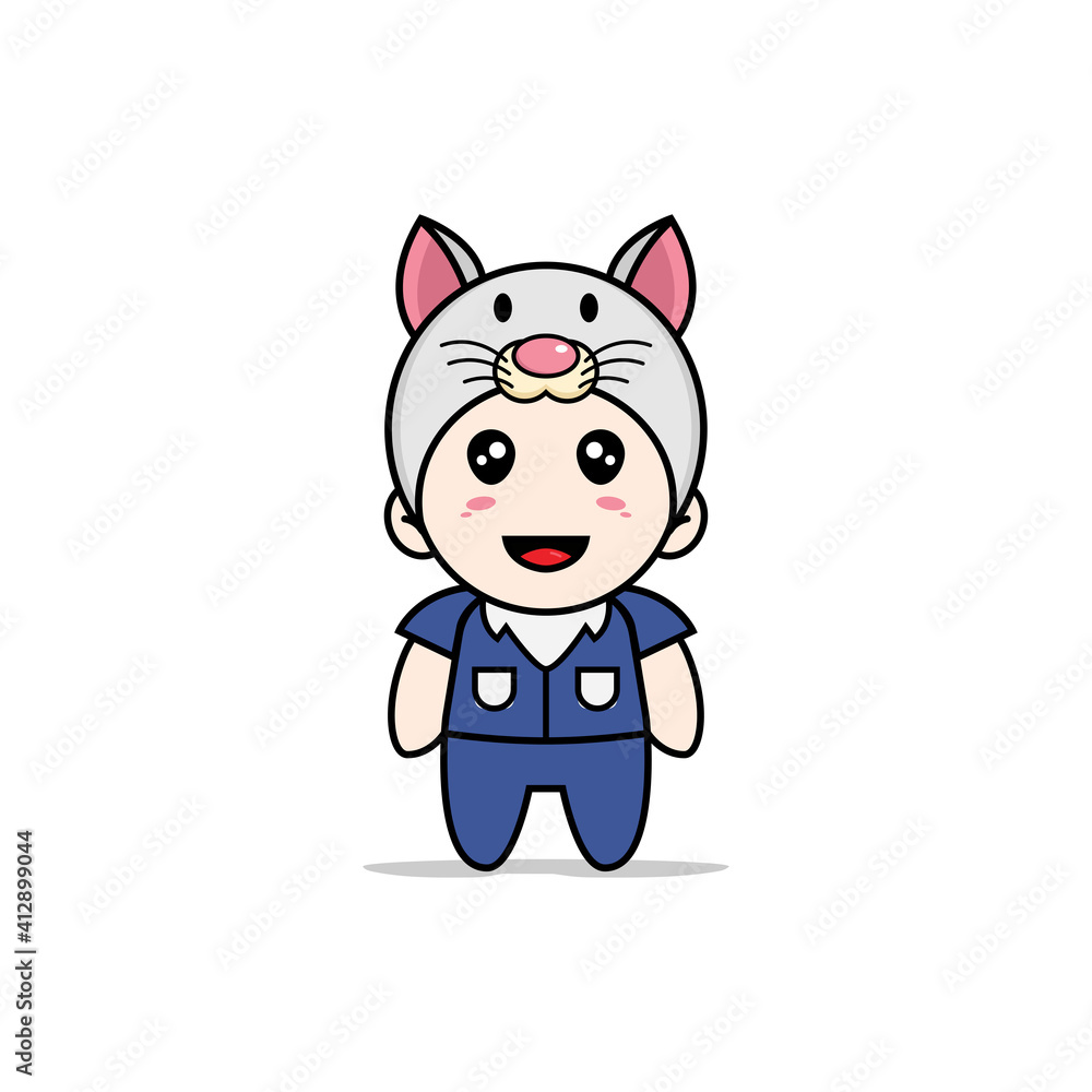 Cute men character wearing mouses costume. Cute men character wearing mouses costume.