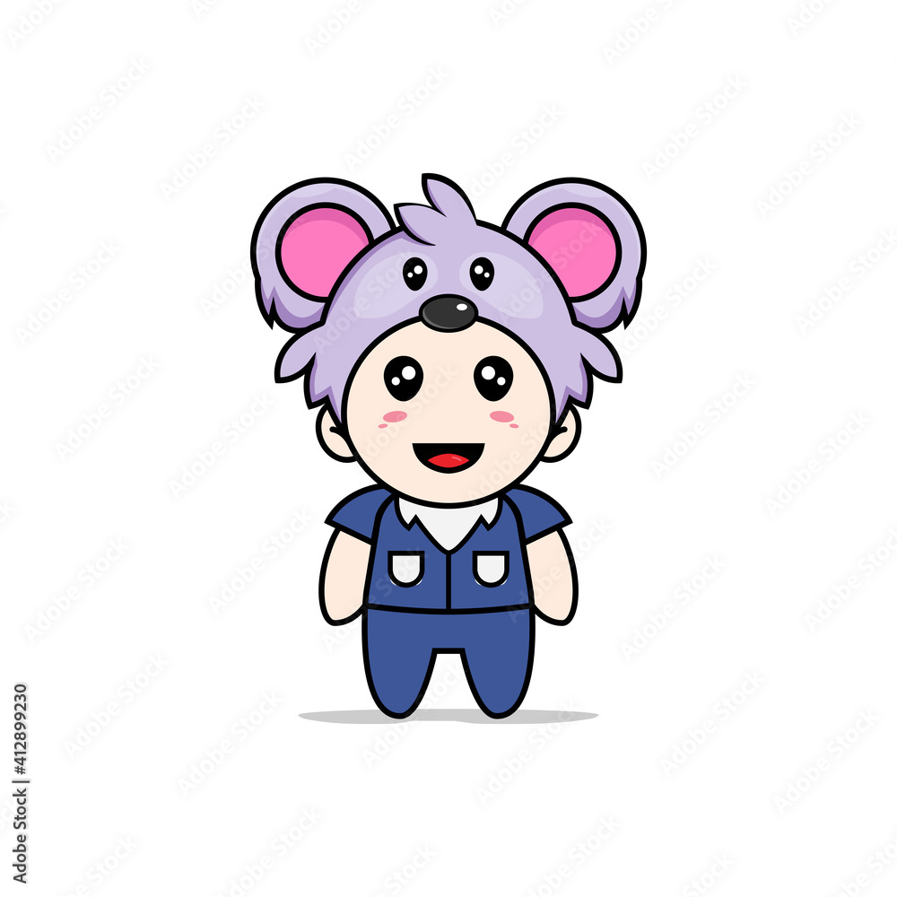 Cute men character wearing koala costume. Cute men character wearing koala costume.