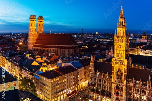 Wallpaper Mural Aerial view of Frauenkirche at night, Munich, Bavaria, Germany Torontodigital.ca