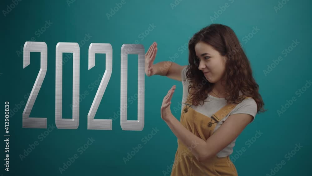 A woman says good buy year 2020 A woman says good buy year 2020