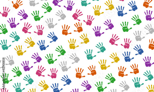 colorful hands pattern.