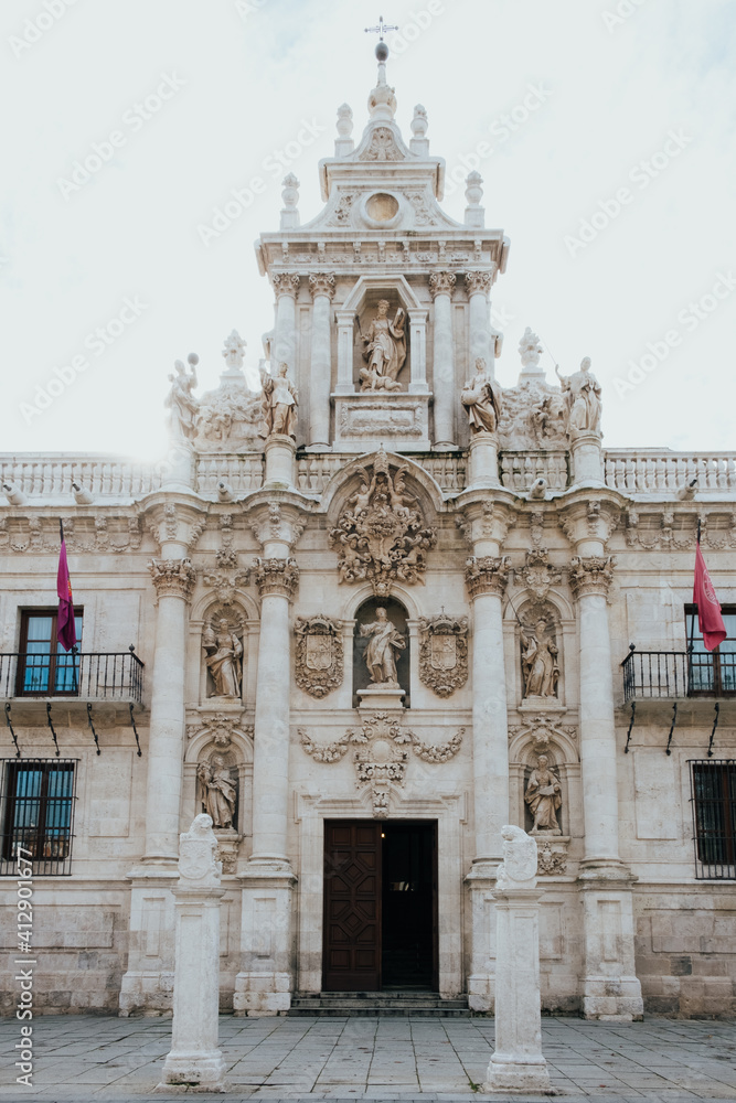 Baroque facade of the University of Valladolid, Spain