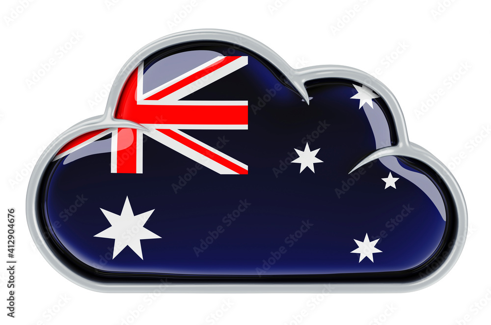 Cloud storage service in Australia, 3D rendering Cloud storage service in Australia, 3D rendering