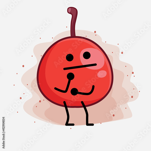 Hackberry Fruit Cute Character Illustration with simple face, hands and legs on isolated background