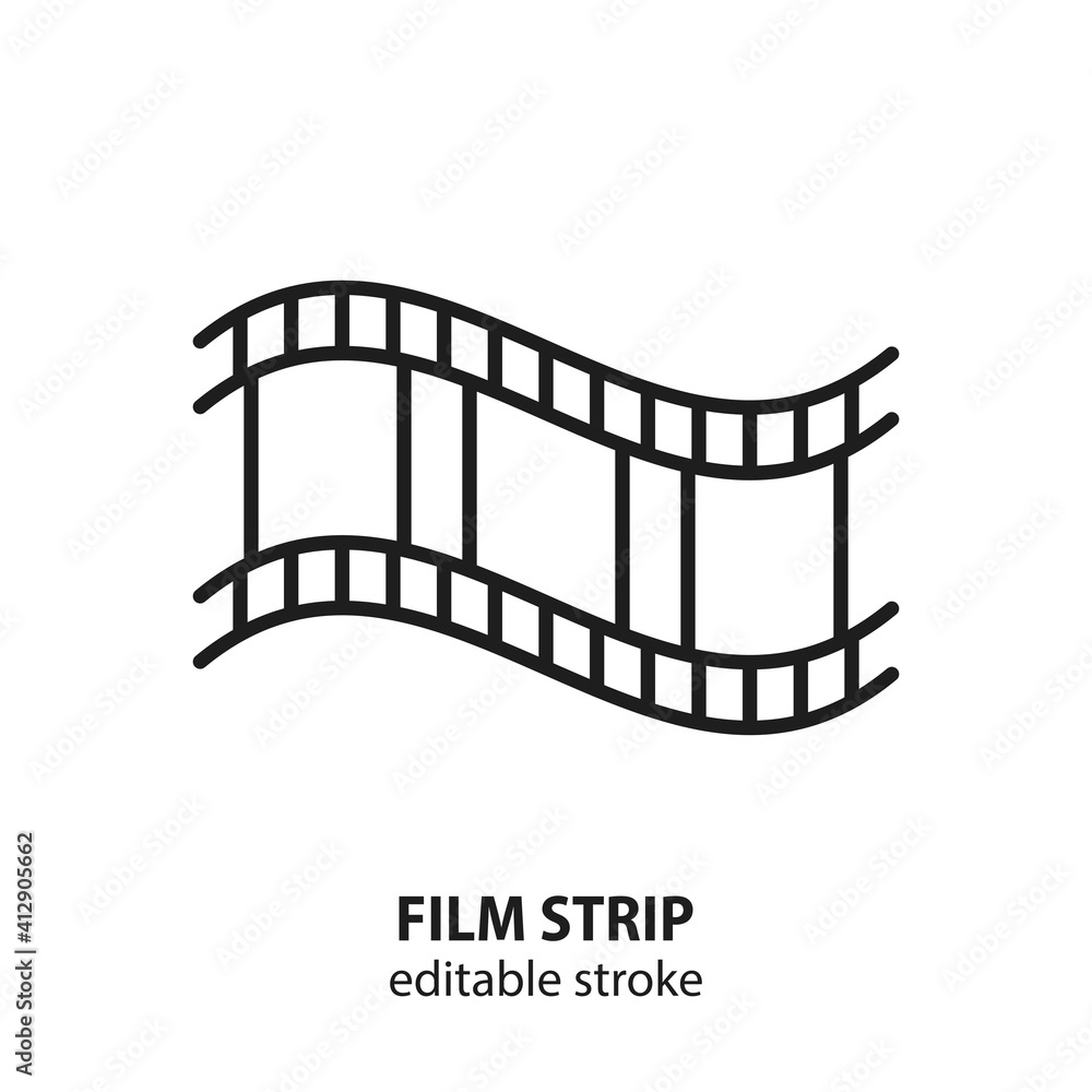 Film strip line icon. Editable stroke. Stock Vector Adobe Stock